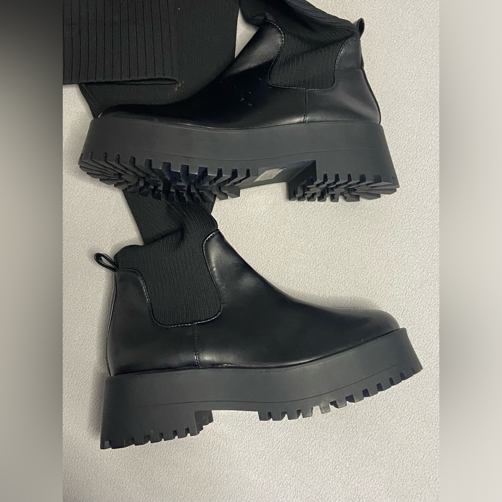 Madden Girl Black Over The Knee Sock Boots View 6